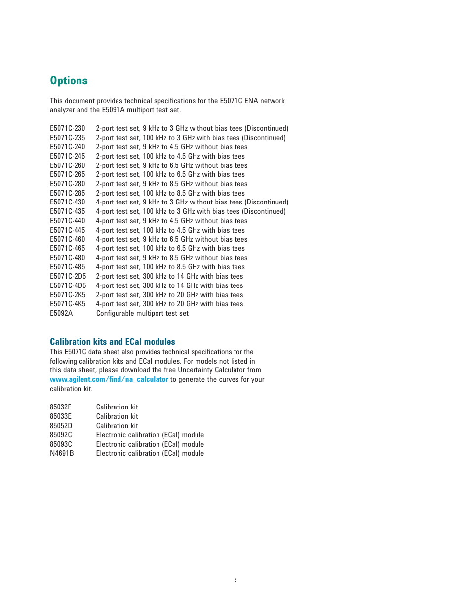 Options | Atec Agilent-E5071C User Manual | Page 3 / 60