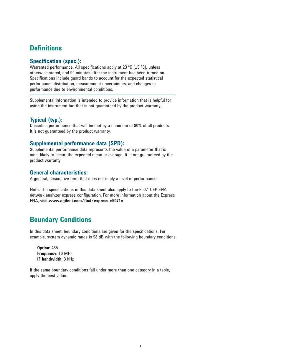 Definitions, Boundary conditions | Atec Agilent-E5071C User Manual | Page 4 / 60