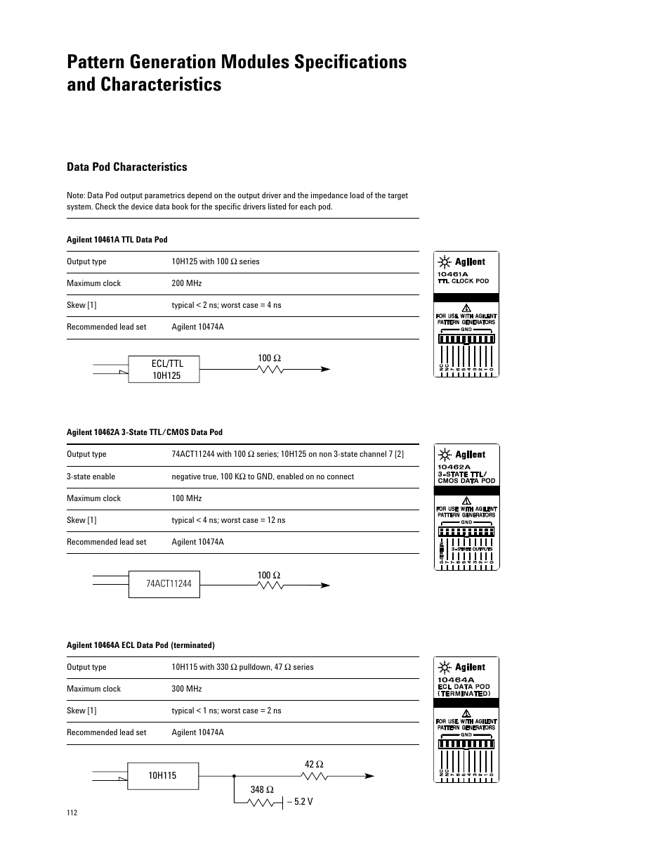 Data pod characteristics | Atec Agilent-16700 Series User Manual | Page 112 / 132