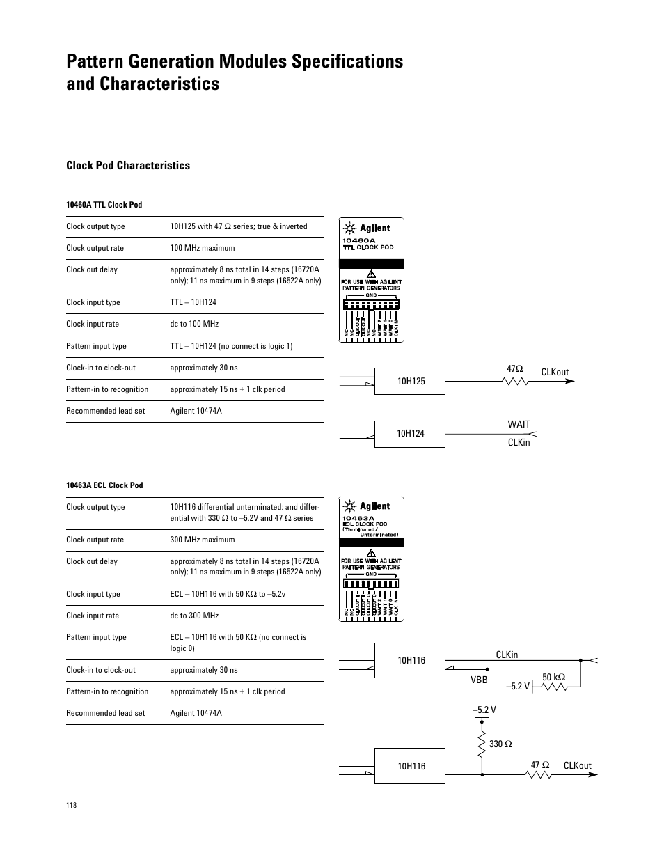 Clock pod characteristics | Atec Agilent-16700 Series User Manual | Page 118 / 132