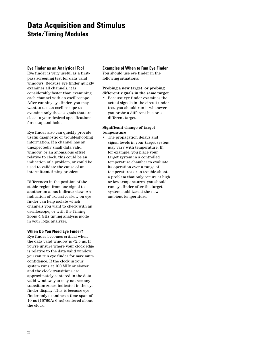 Data acquisition and stimulus, State/timing modules | Atec Agilent-16700 Series User Manual | Page 26 / 132