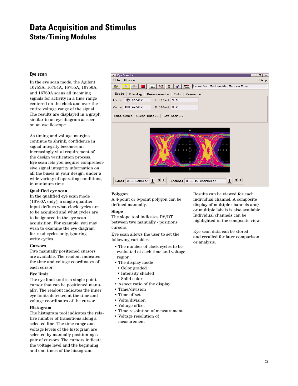 Data acquisition and stimulus, State/timing modules | Atec Agilent-16700 Series User Manual | Page 29 / 132