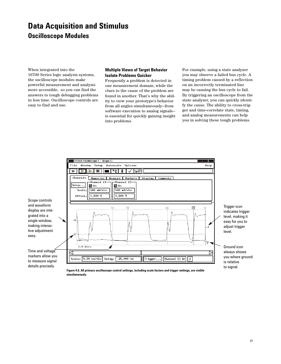 Oscilloscope modules, Data acquisition and stimulus | Atec Agilent-16700 Series User Manual | Page 31 / 132