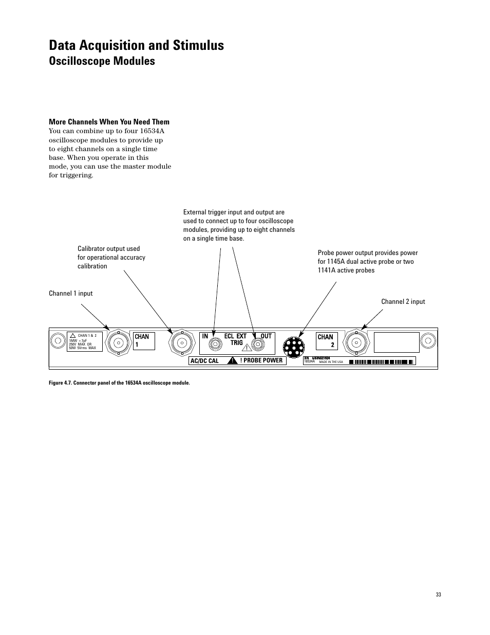 Data acquisition and stimulus, Oscilloscope modules | Atec Agilent-16700 Series User Manual | Page 33 / 132