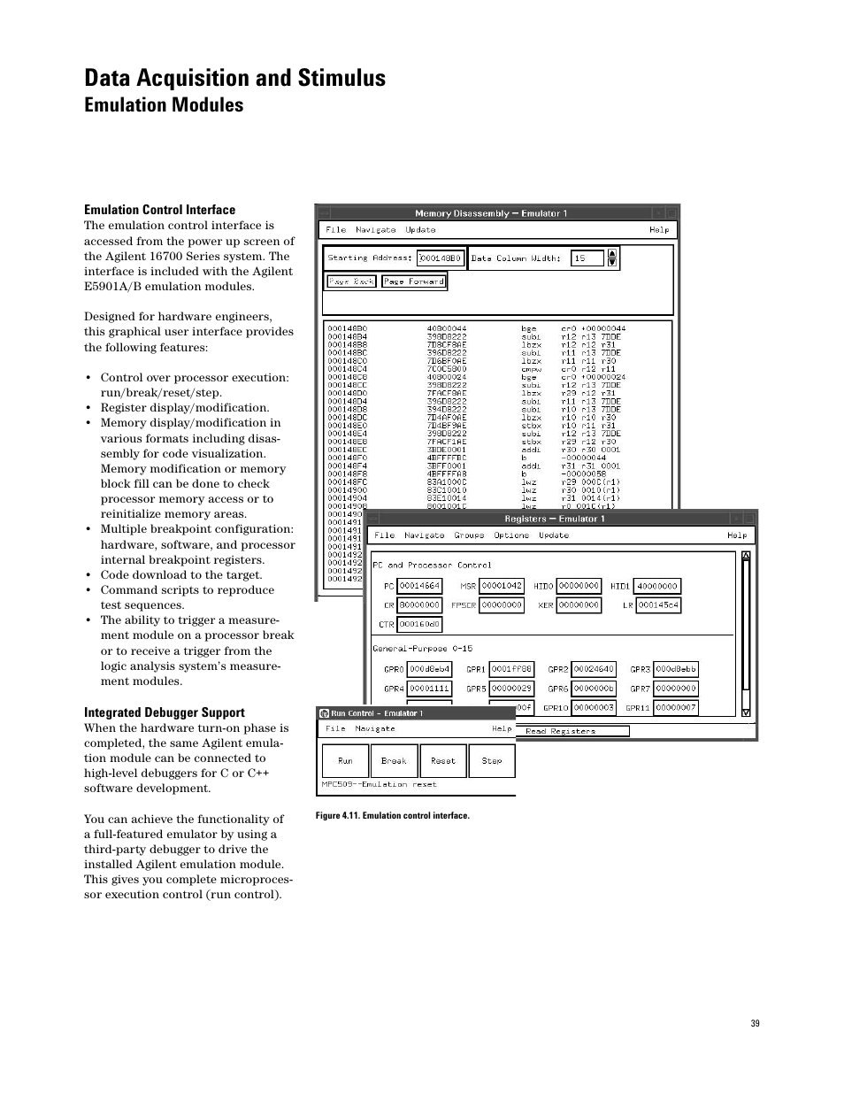 Data acquisition and stimulus, Emulation modules | Atec Agilent-16700 Series User Manual | Page 39 / 132