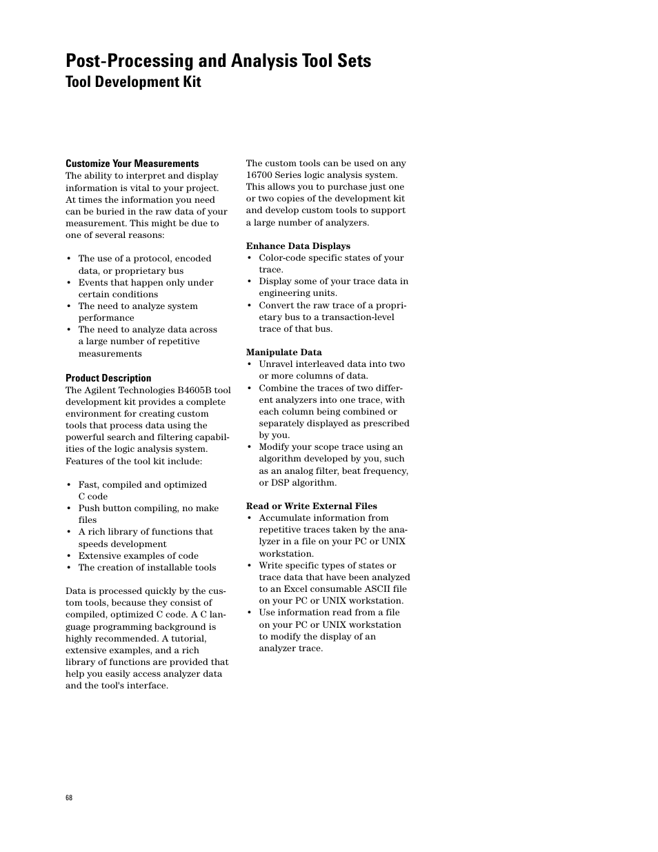 Tool development kit, Post-processing and analysis tool sets | Atec Agilent-16700 Series User Manual | Page 68 / 132