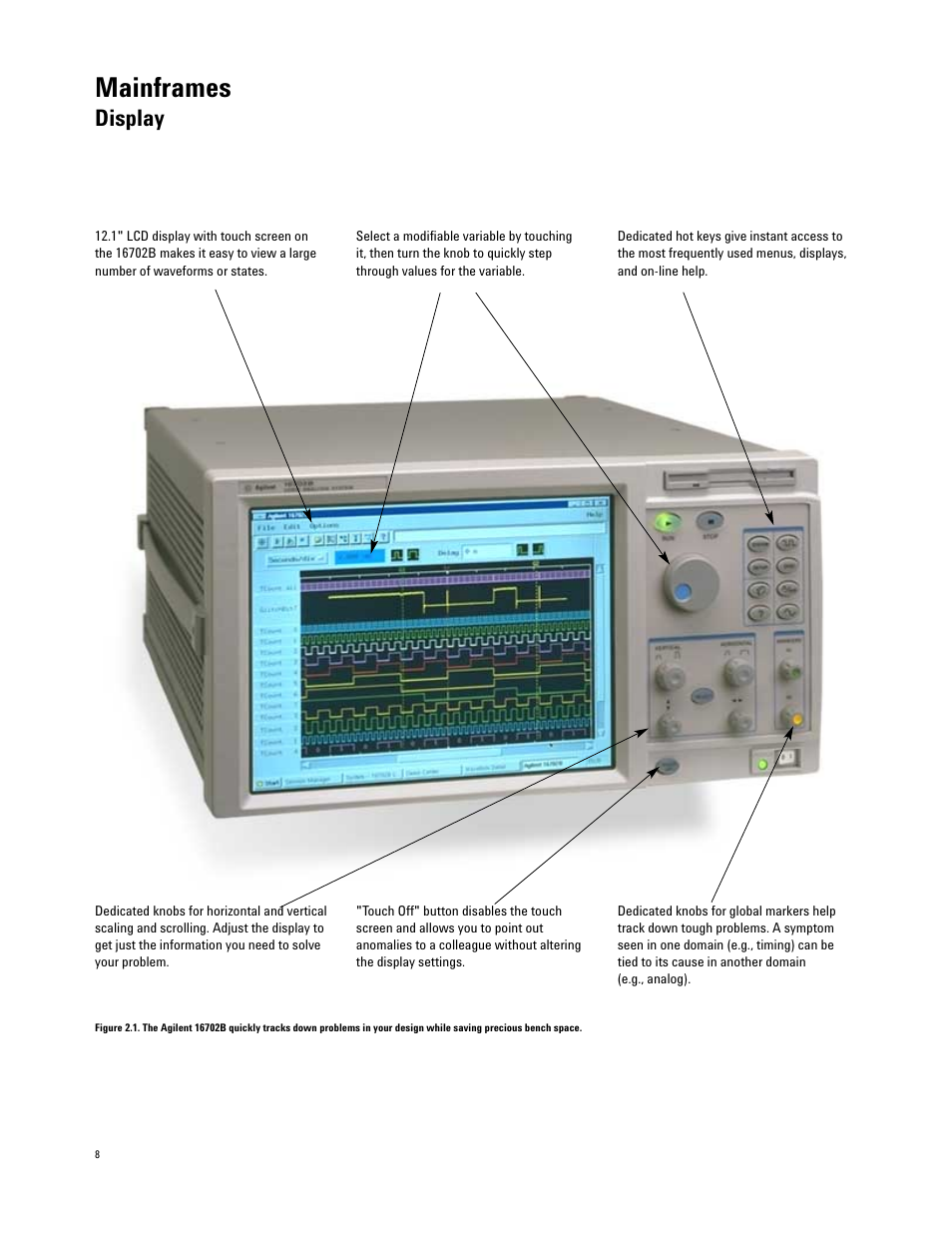 Mainframes, Display | Atec Agilent-16700 Series User Manual | Page 8 / 132