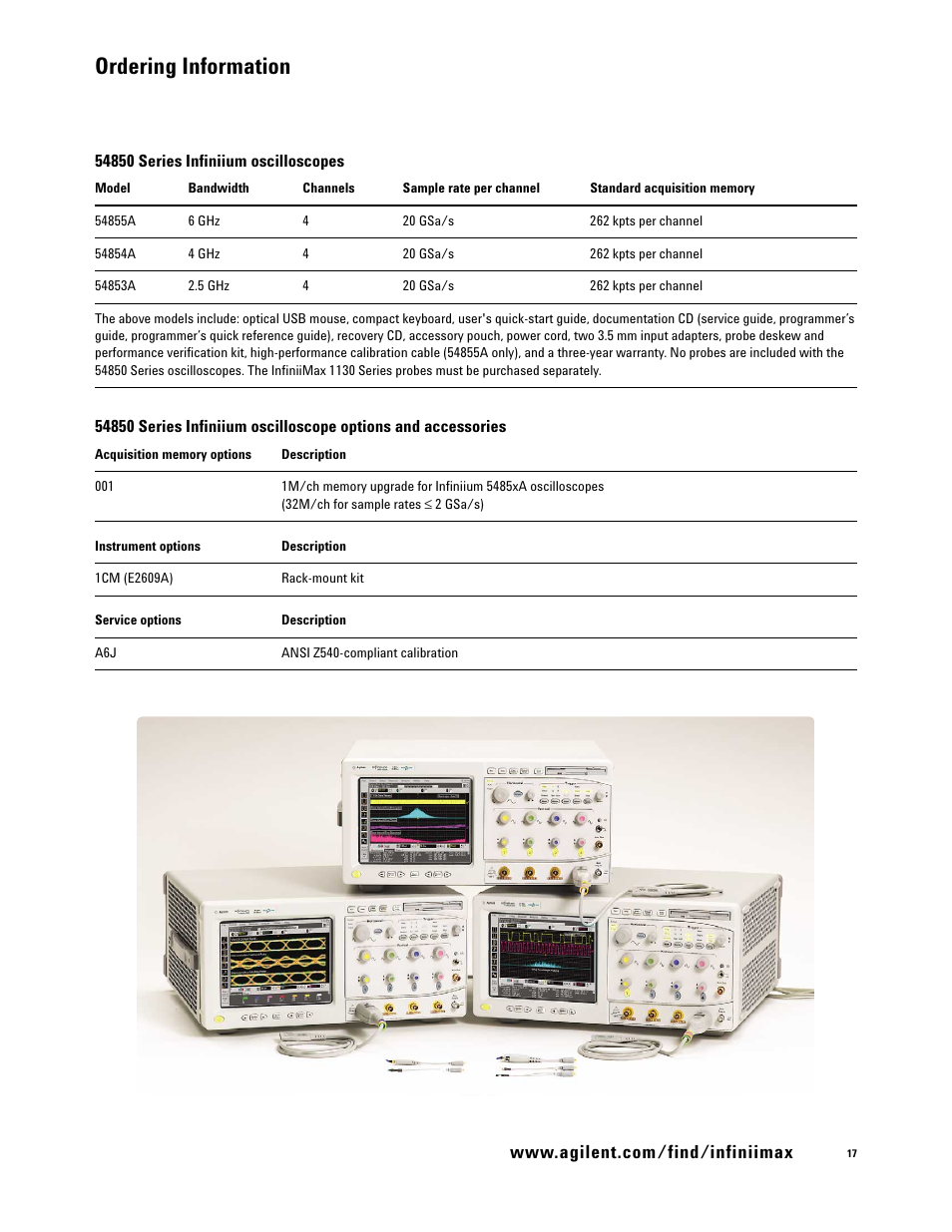 Ordering information | Atec Agilent-54855A User Manual | Page 17 / 20