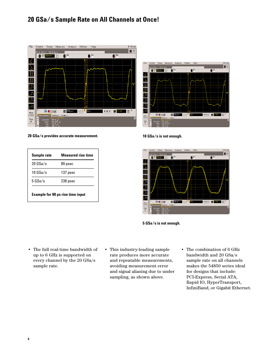 20 gsa/s sample rate on all channels at once | Atec Agilent-54855A User Manual | Page 4 / 20