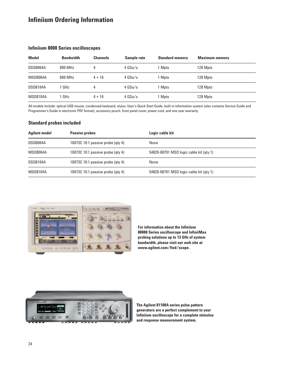 Infiniium ordering information | Atec Agilent-DSO8104A User Manual | Page 24 / 29