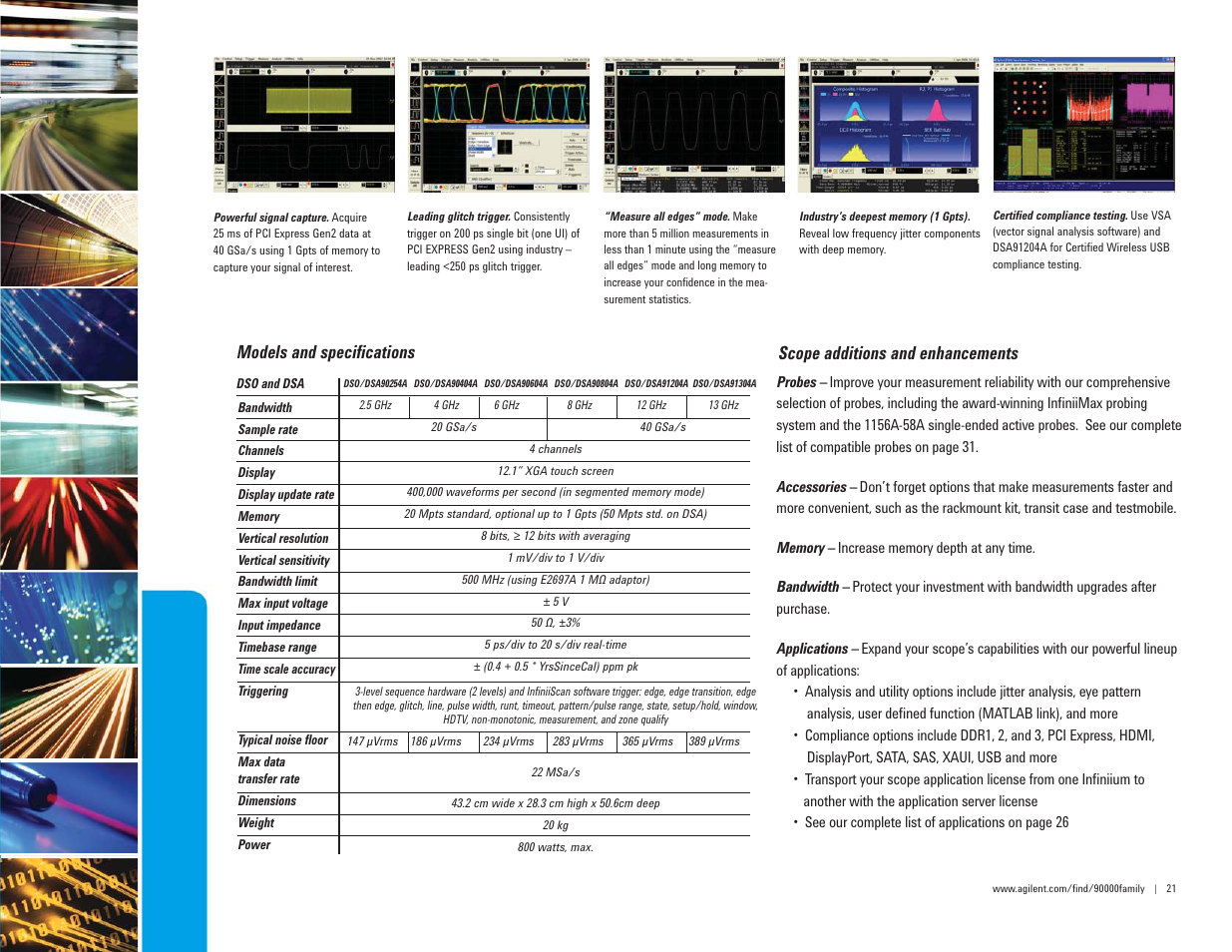 Scope additions and enhancements, Models and specifi cations | Atec Agilent-mso7104a User Manual | Page 21 / 32