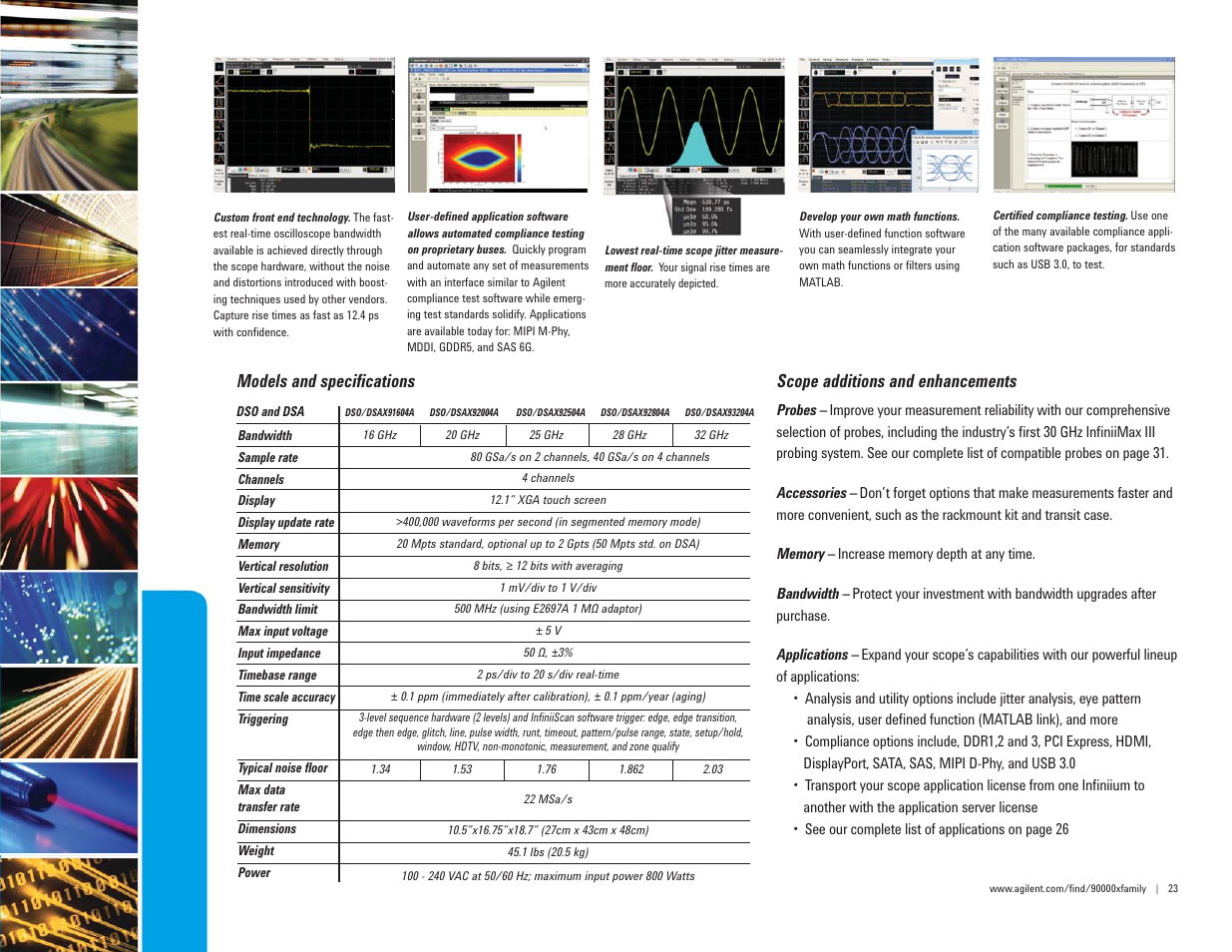 Scope additions and enhancements, Models and specifi cations | Atec Agilent-mso7104a User Manual | Page 23 / 32