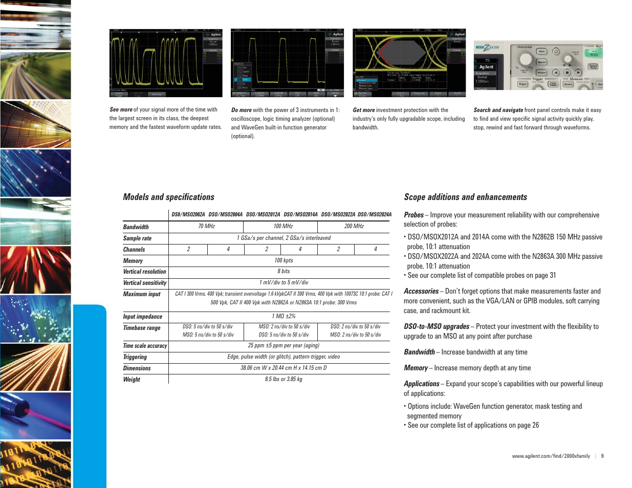 Models and specifi cations, Scope additions and enhancements | Atec Agilent-mso7104a User Manual | Page 9 / 32