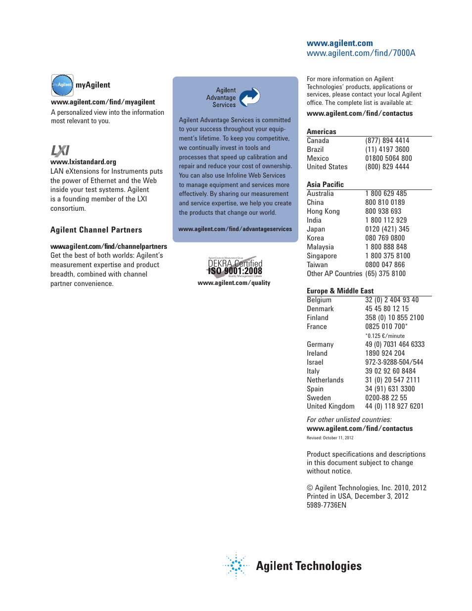 Dekra, Certified | Atec Agilent-7000A Series User Manual | Page 28 / 28