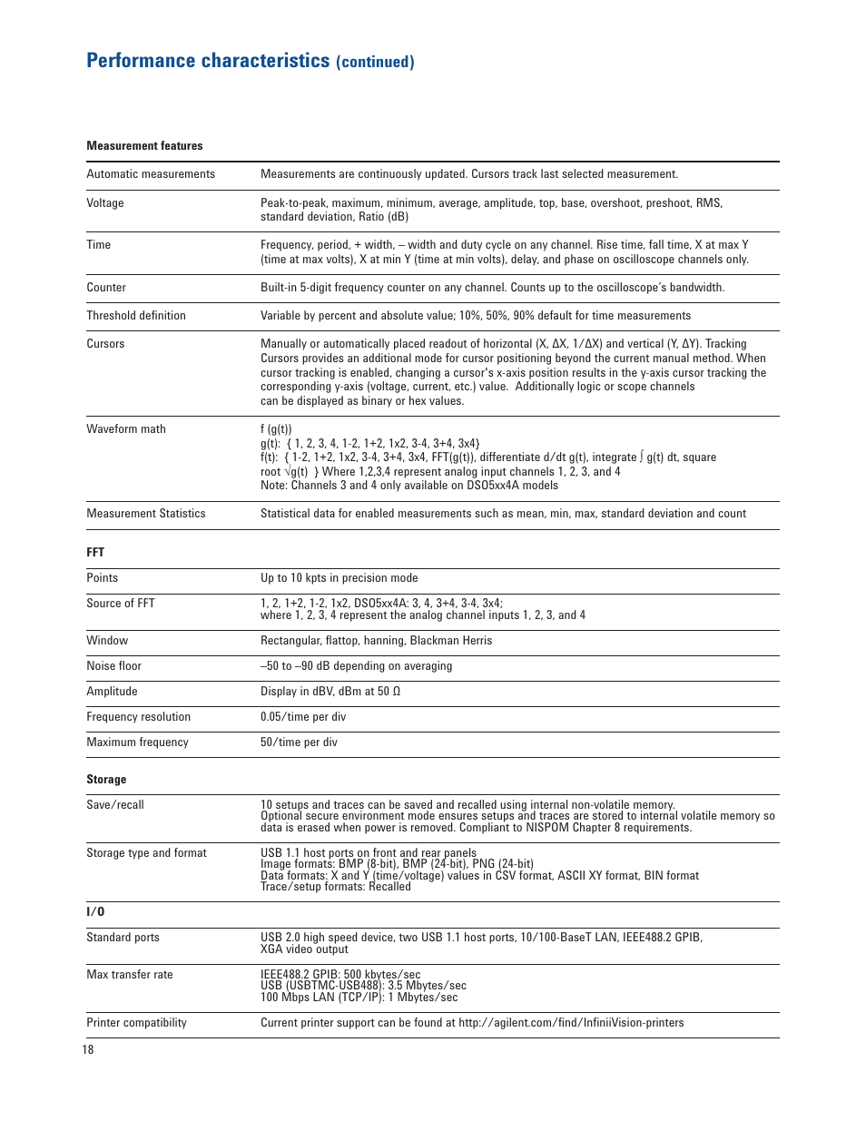 Performance characteristics, Continued) | Atec Agilent-5000 Series User Manual | Page 18 / 23