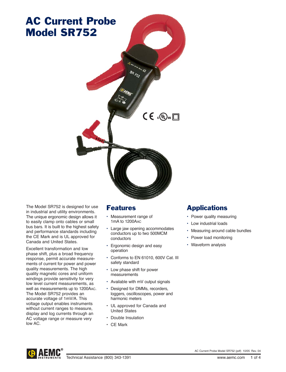 Atec AEMC-SR752 User Manual | 4 pages