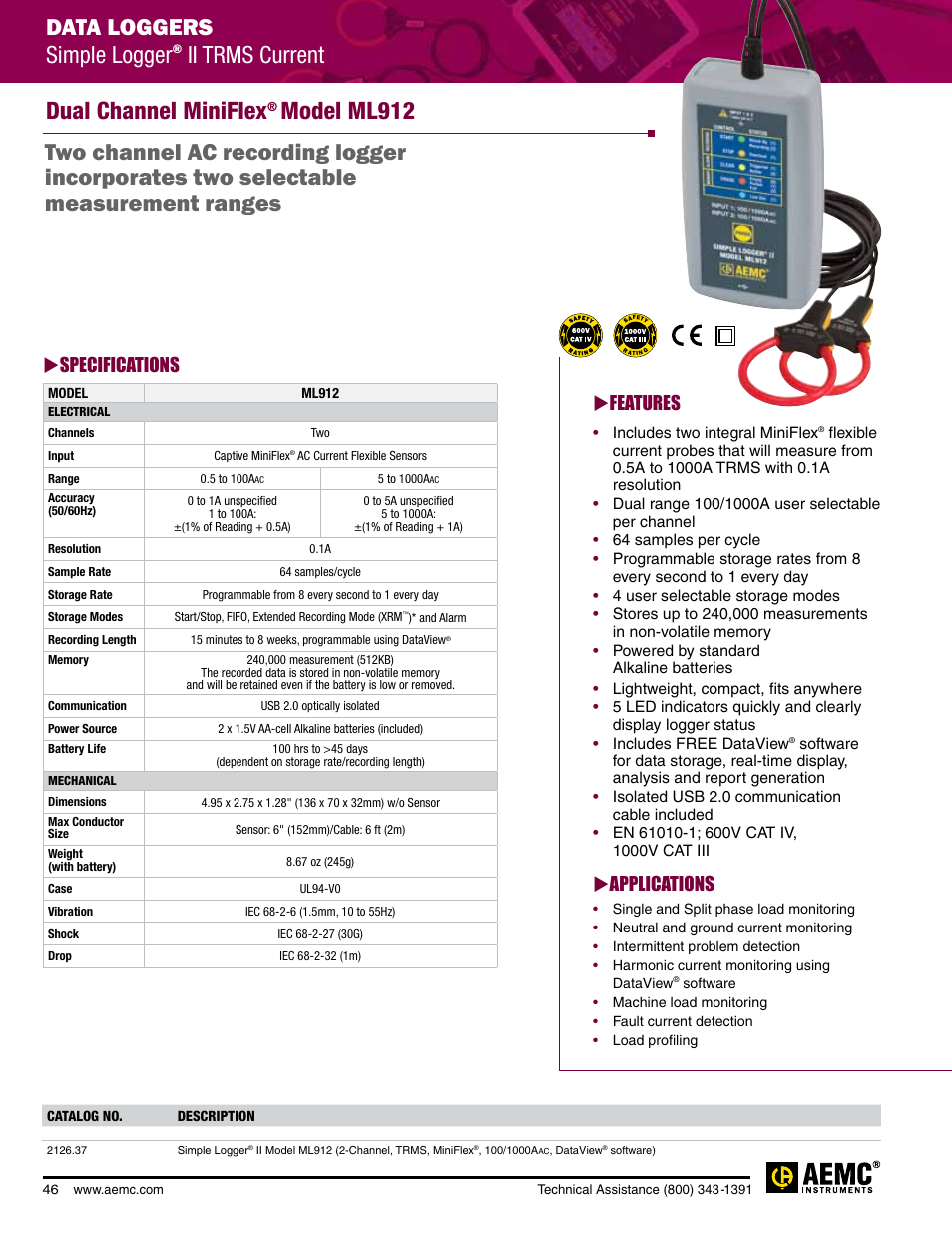 Atec AEMC-ML912 User Manual | 1 page