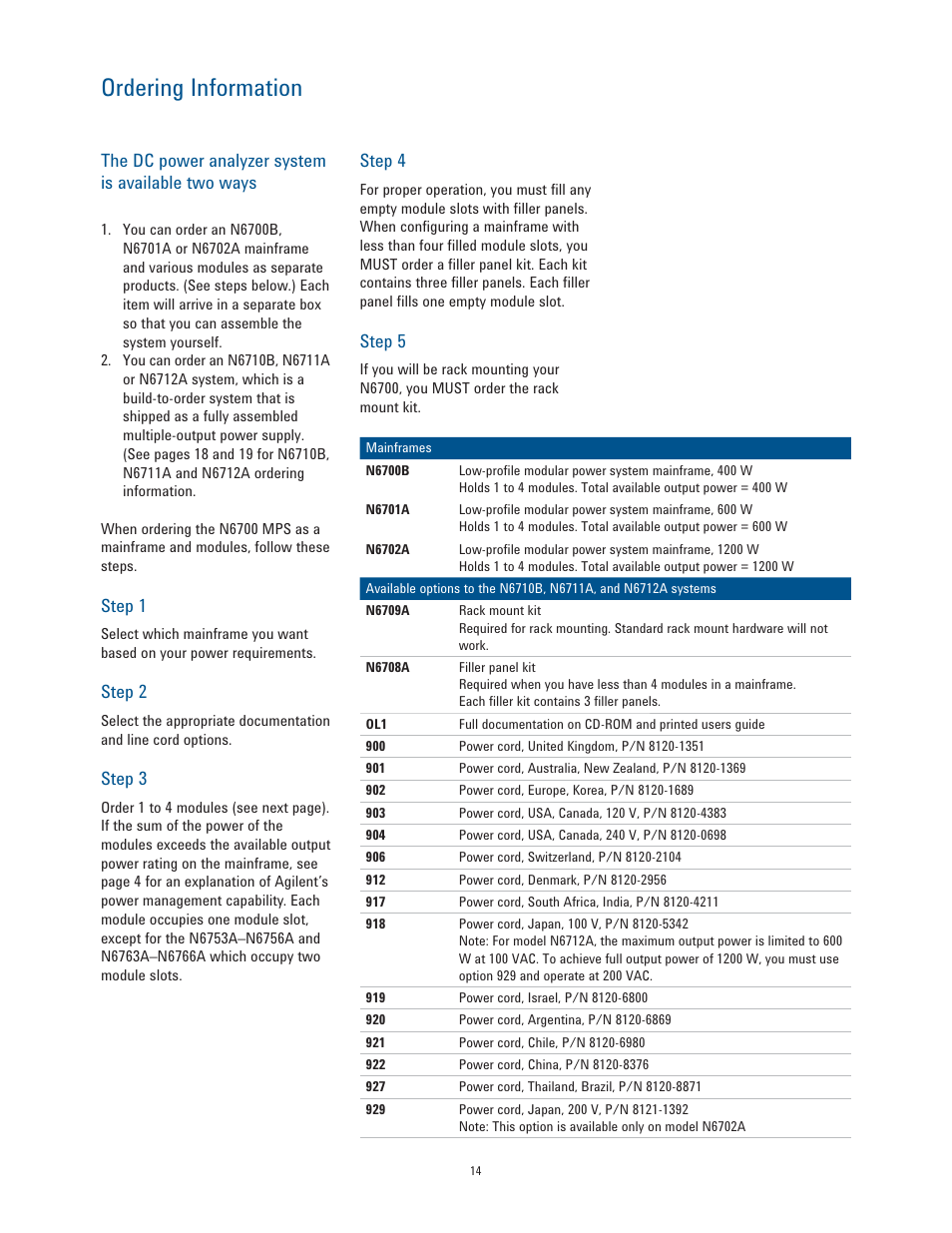 Ordering information | Atec Agilent-N6700 Series User Manual | Page 14 / 19