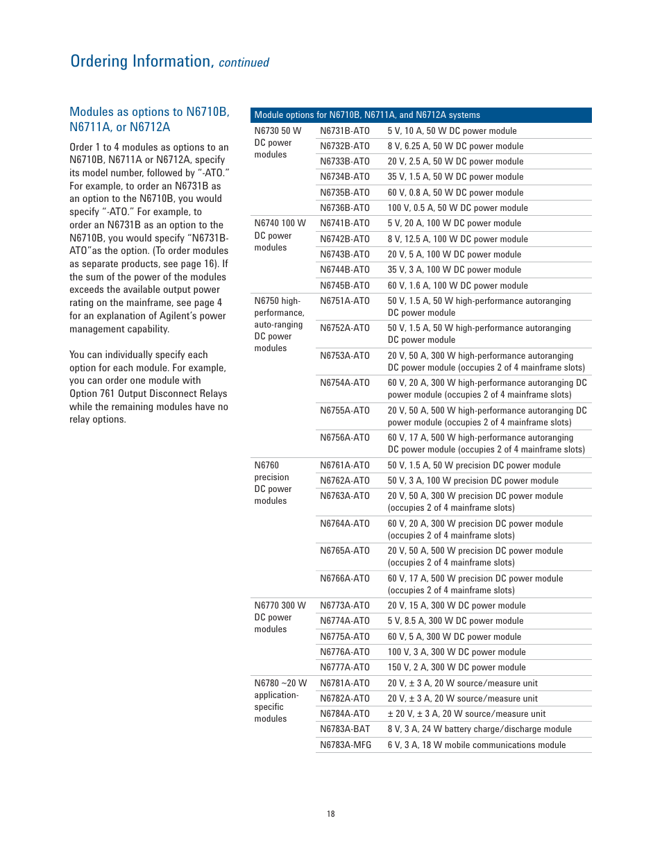 Ordering information | Atec Agilent-N6700 Series User Manual | Page 18 / 19