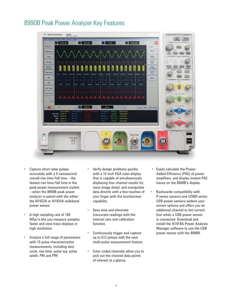 8990b peak power analyzer key features | Atec Agilent-8990B User Manual | Page 4 / 19