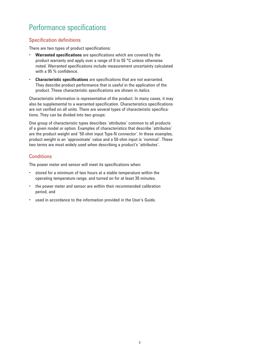 Performance specifications | Atec Agilent-8990B User Manual | Page 8 / 19