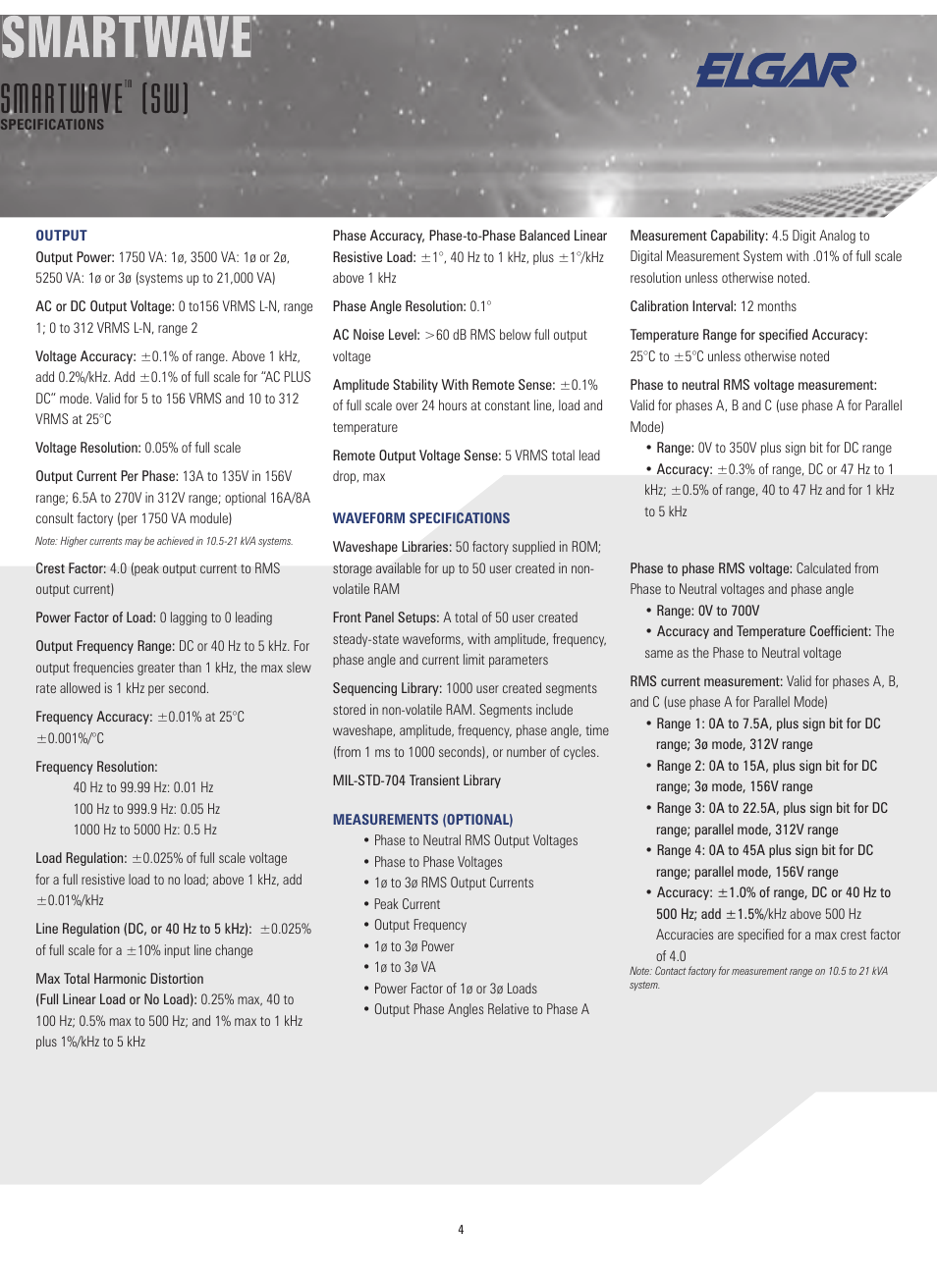 Smartwave | Atec Elgar-SW1750A-SW3500A-SW5250A User Manual | Page 4 / 8