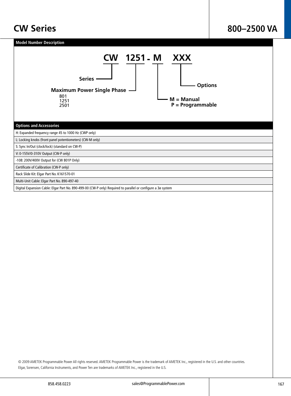 Cw series, Cw 1251 | Atec Elgar-CW2501P-112 User Manual | Page 5 / 6