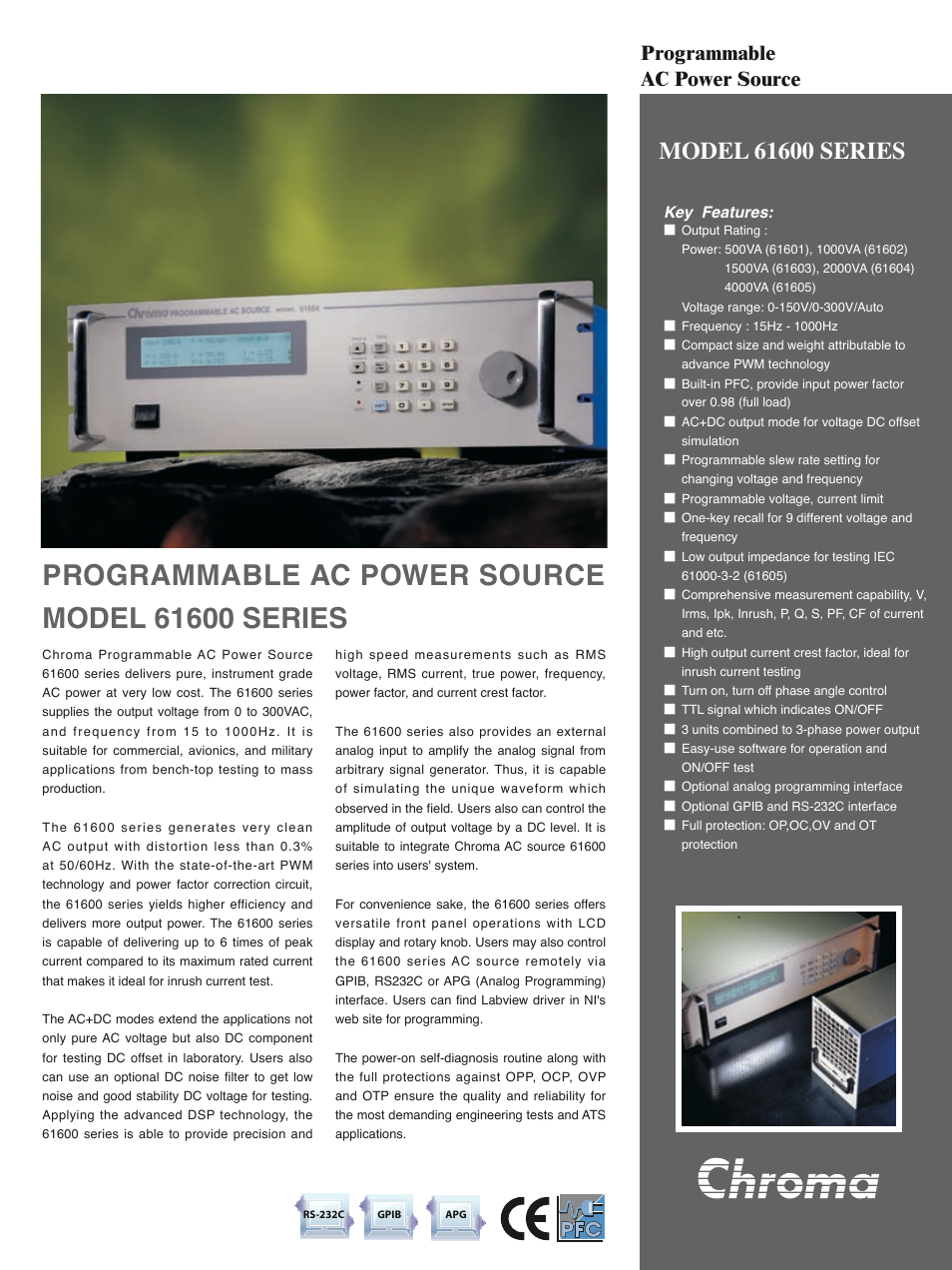 Atec Chroma-61600 Series User Manual | 4 pages