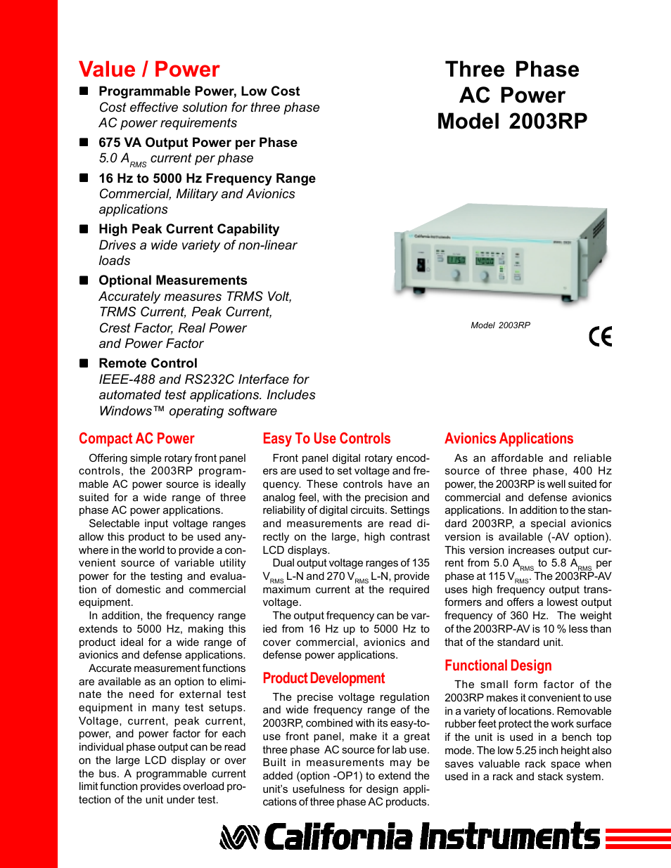 Atec California-Instruments-2003RP User Manual | 4 pages