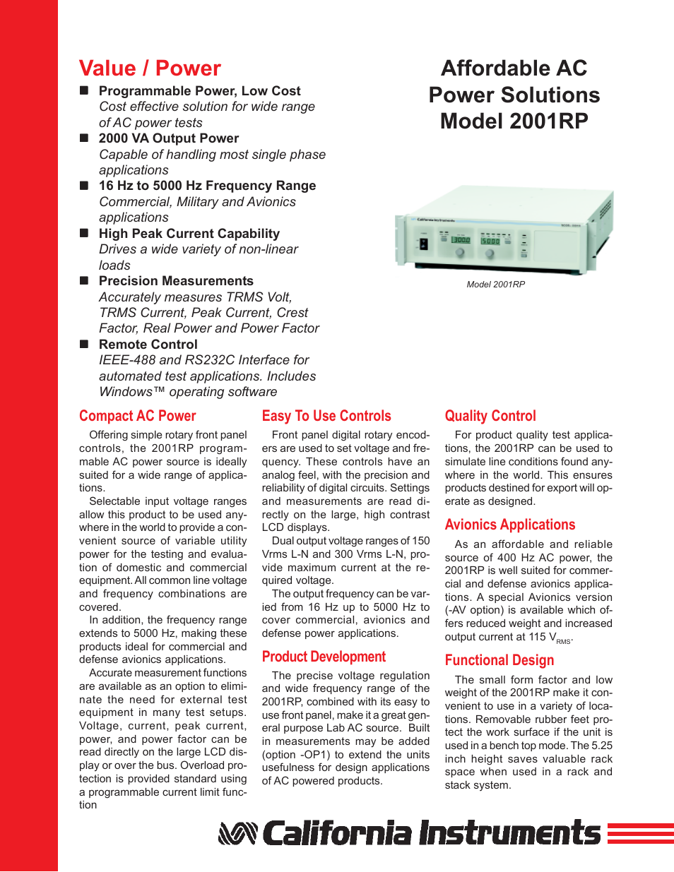 Atec California-Instruments-2001RP User Manual | 4 pages