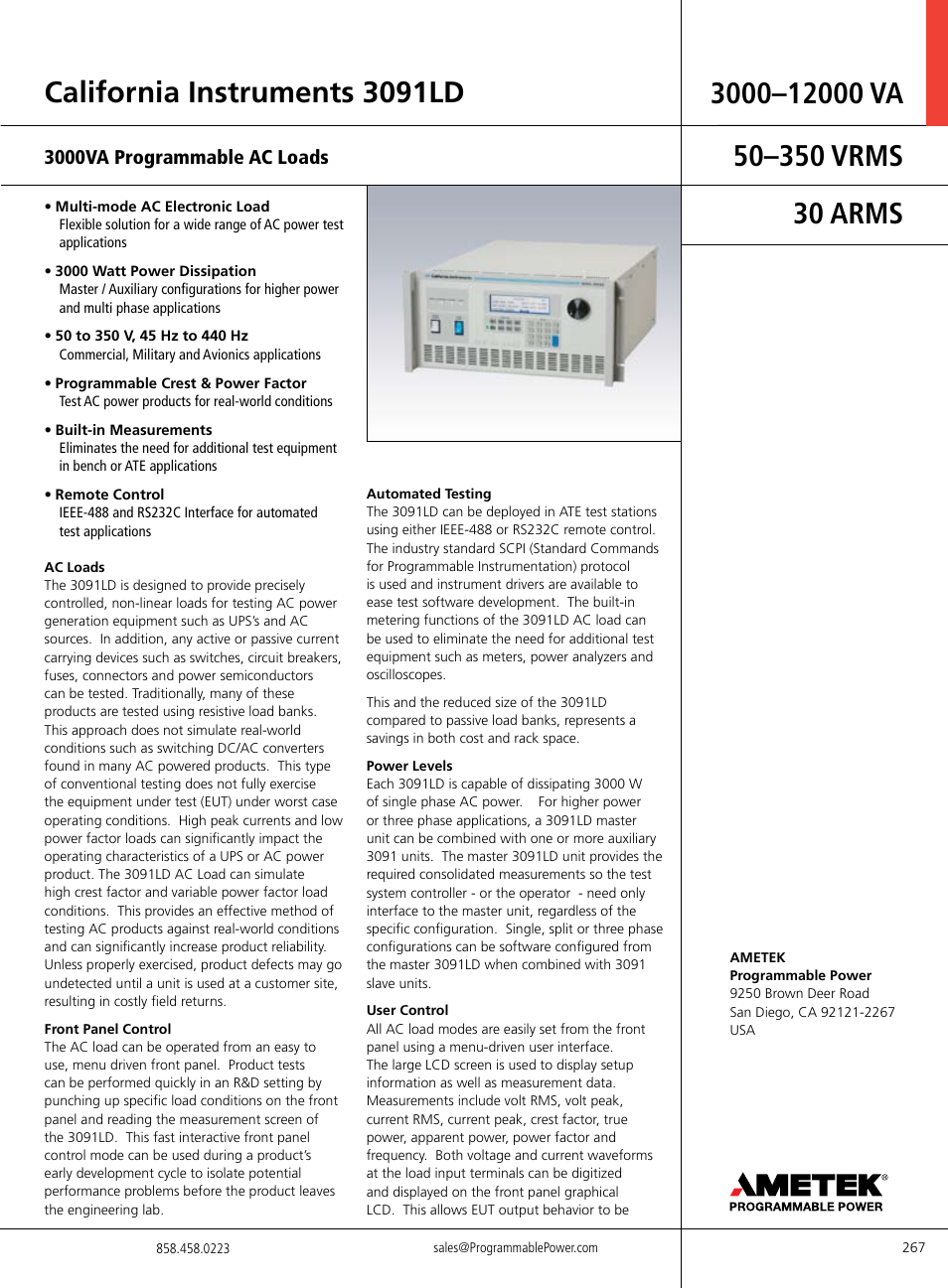 Atec California-Instruments-3091LD User Manual | 4 pages