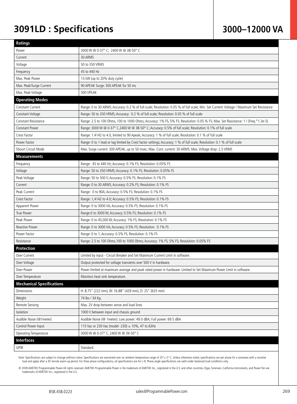 3091ld : specifications | Atec California-Instruments-3091LD User Manual | Page 3 / 4