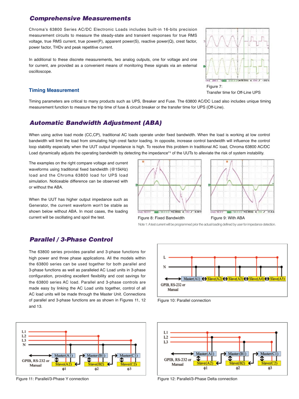 Comprehensive measurements, Automatic bandwidth adjustment (aba), Parallel / 3-phase control | Atec Chroma-63800 Series User Manual | Page 4 / 6