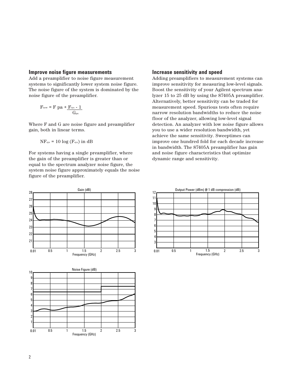 Improve noise figure measurements, Increase sensitivity and speed | Atec Agilent-87405A User Manual | Page 2 / 4