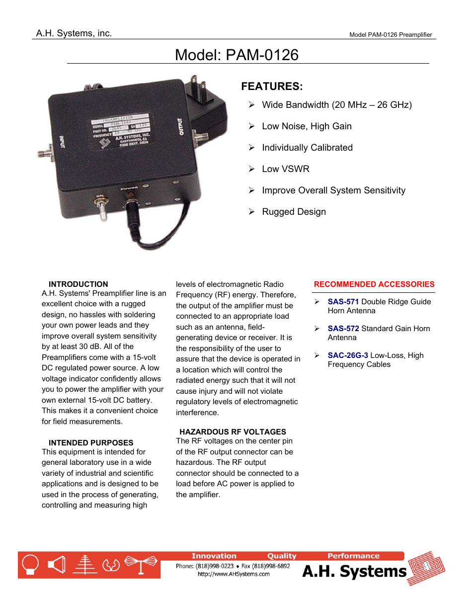 Atec AH-Systems-PAM-0126 User Manual | 3 pages