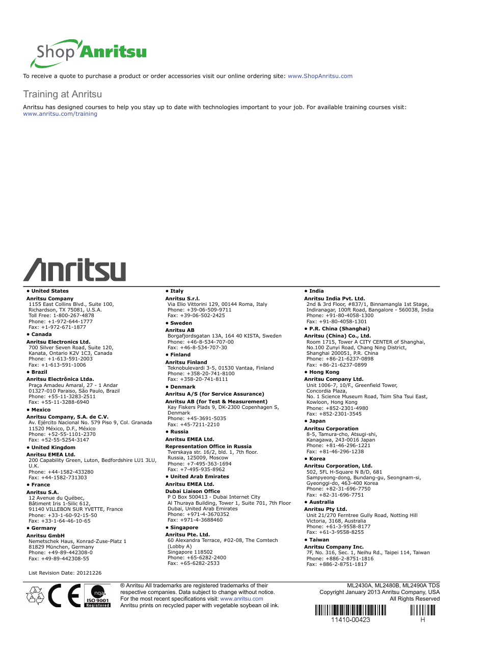 Training at anritsu | Atec Anritsu-ML2400 Series User Manual | Page 12 / 12