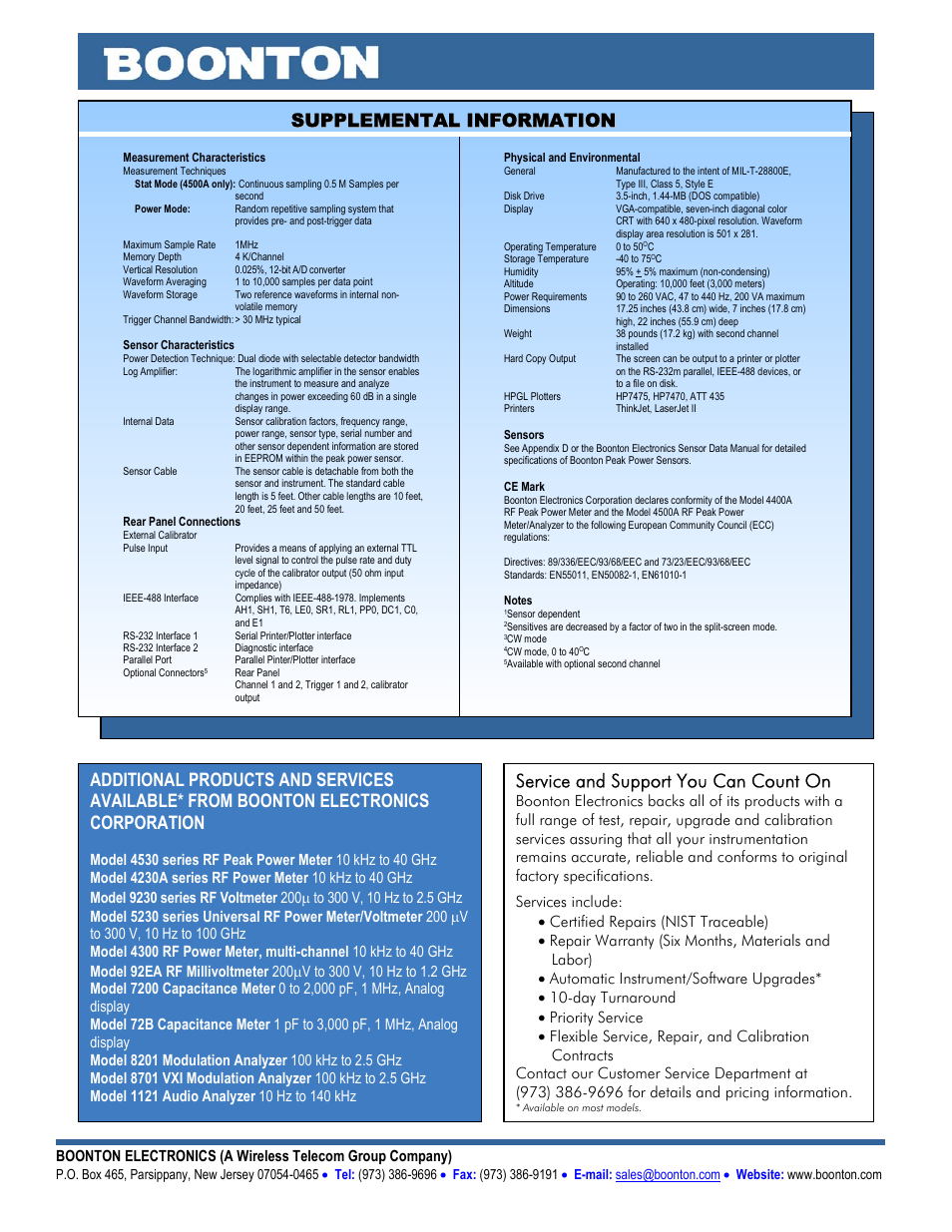 Service and support you can count on | Atec Boonton-4400A-4500A User Manual | Page 5 / 5