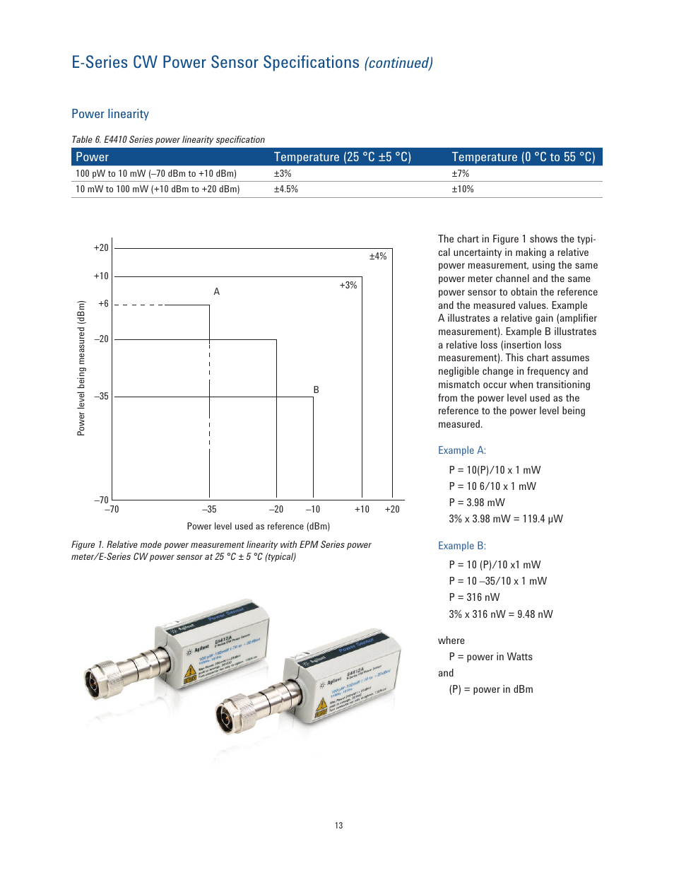 E-series cw power sensor specifications, Continued) | Atec Agilent-EPM Series User Manual | Page 13 / 27