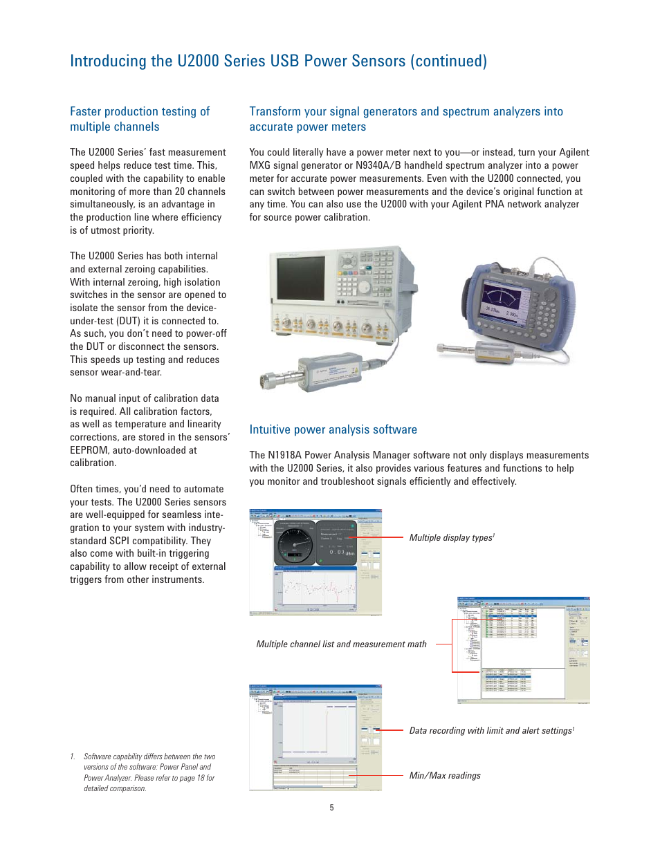 Faster production testing of multiple channels, Intuitive power analysis software | Atec Agilent-U2000 Series User Manual | Page 5 / 24