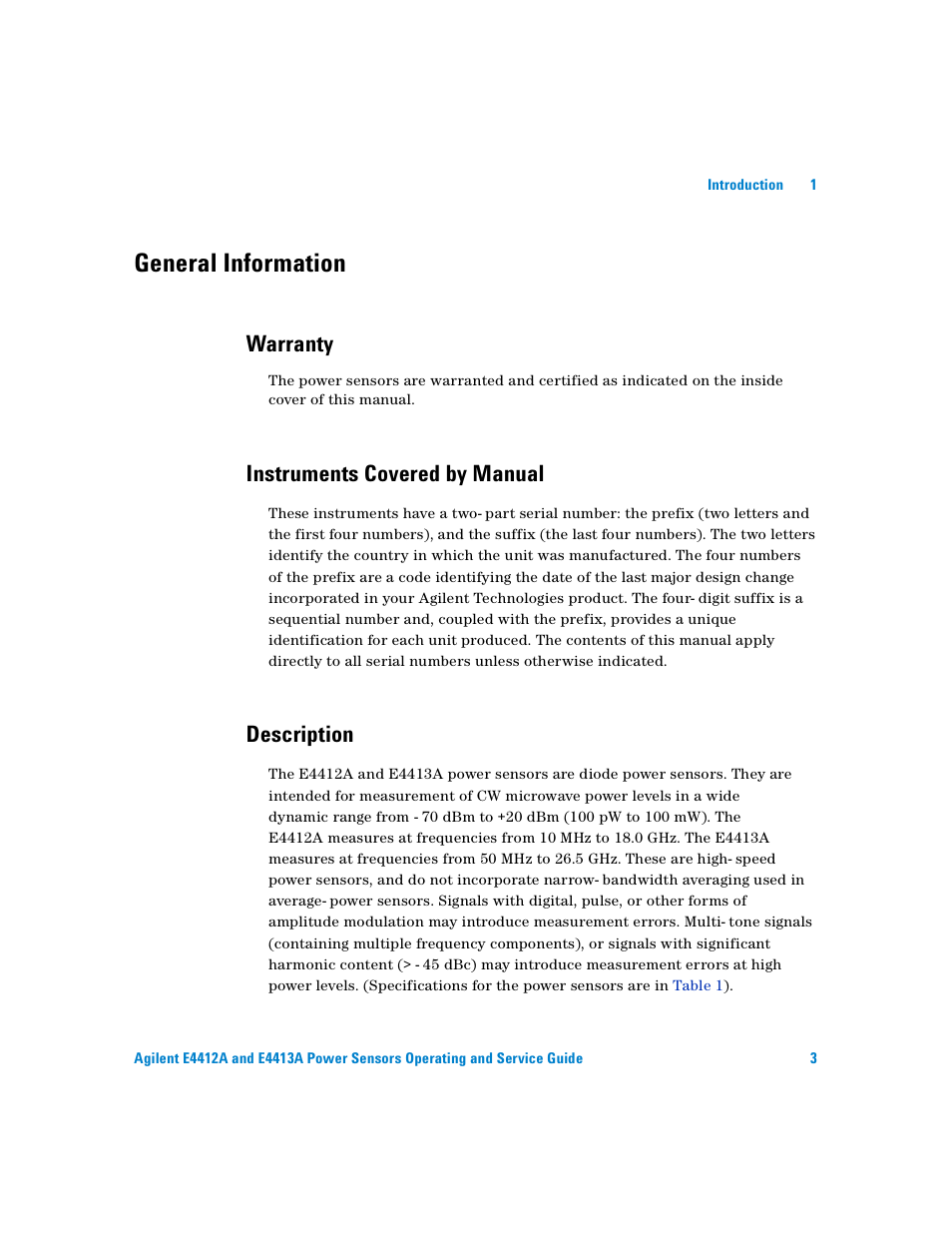 General information, Warranty, Instruments covered by manual | Description | Atec Agilent-ECP-E26A User Manual | Page 19 / 47