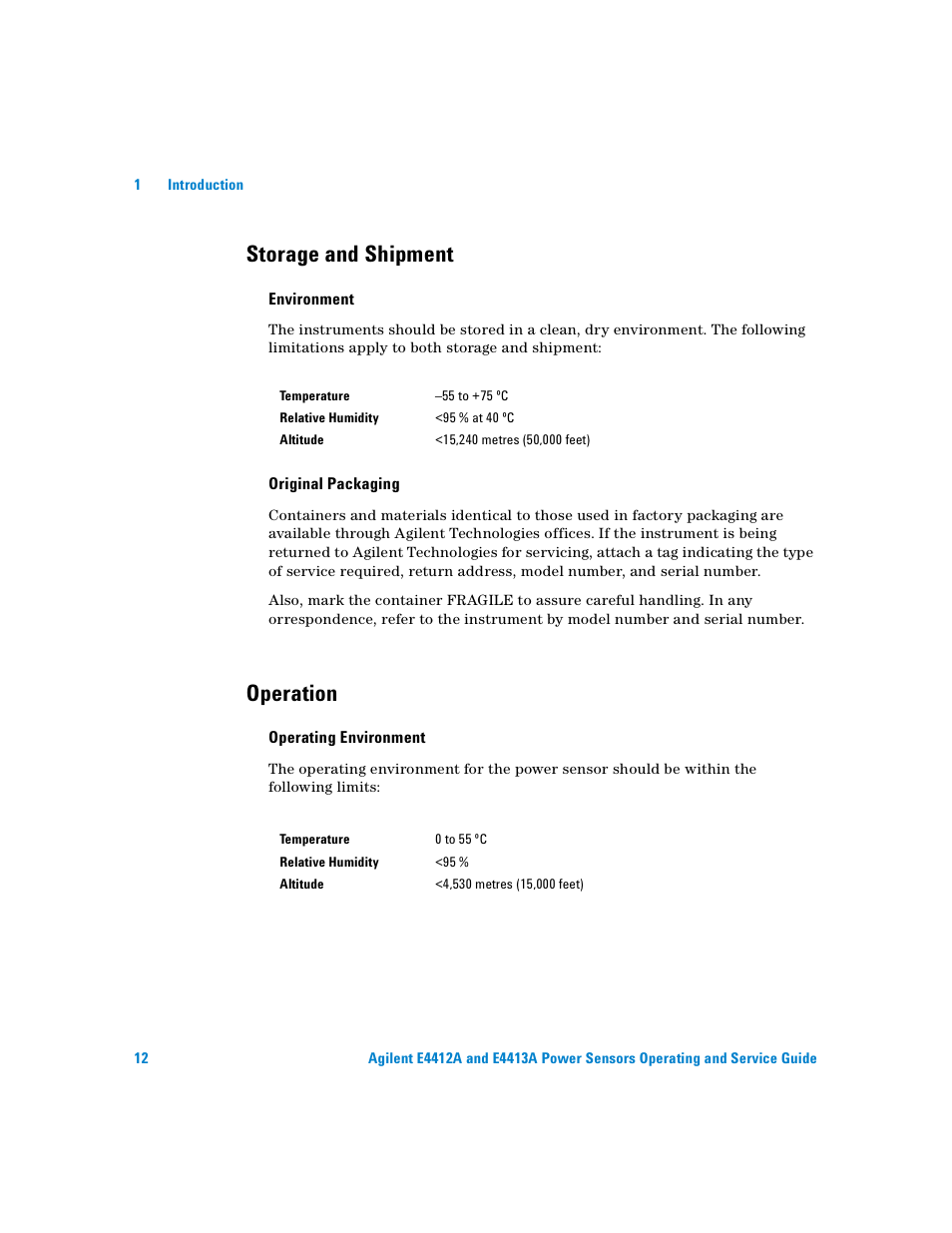 Storage and shipment, Environment, Original packaging | Operation, Operating environment | Atec Agilent-ECP-E26A User Manual | Page 28 / 47