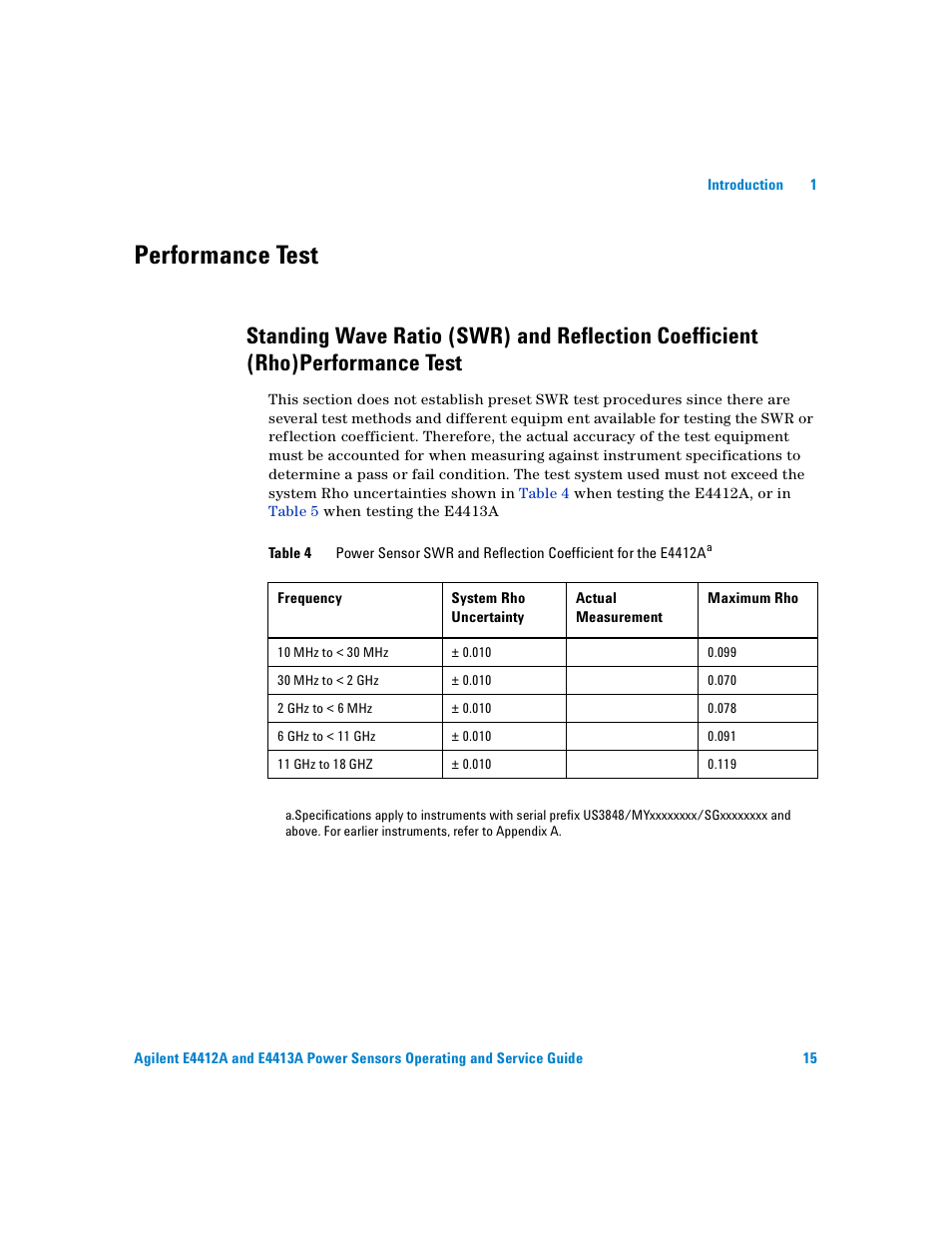 Performance test, Table 4 | Atec Agilent-ECP-E26A User Manual | Page 31 / 47