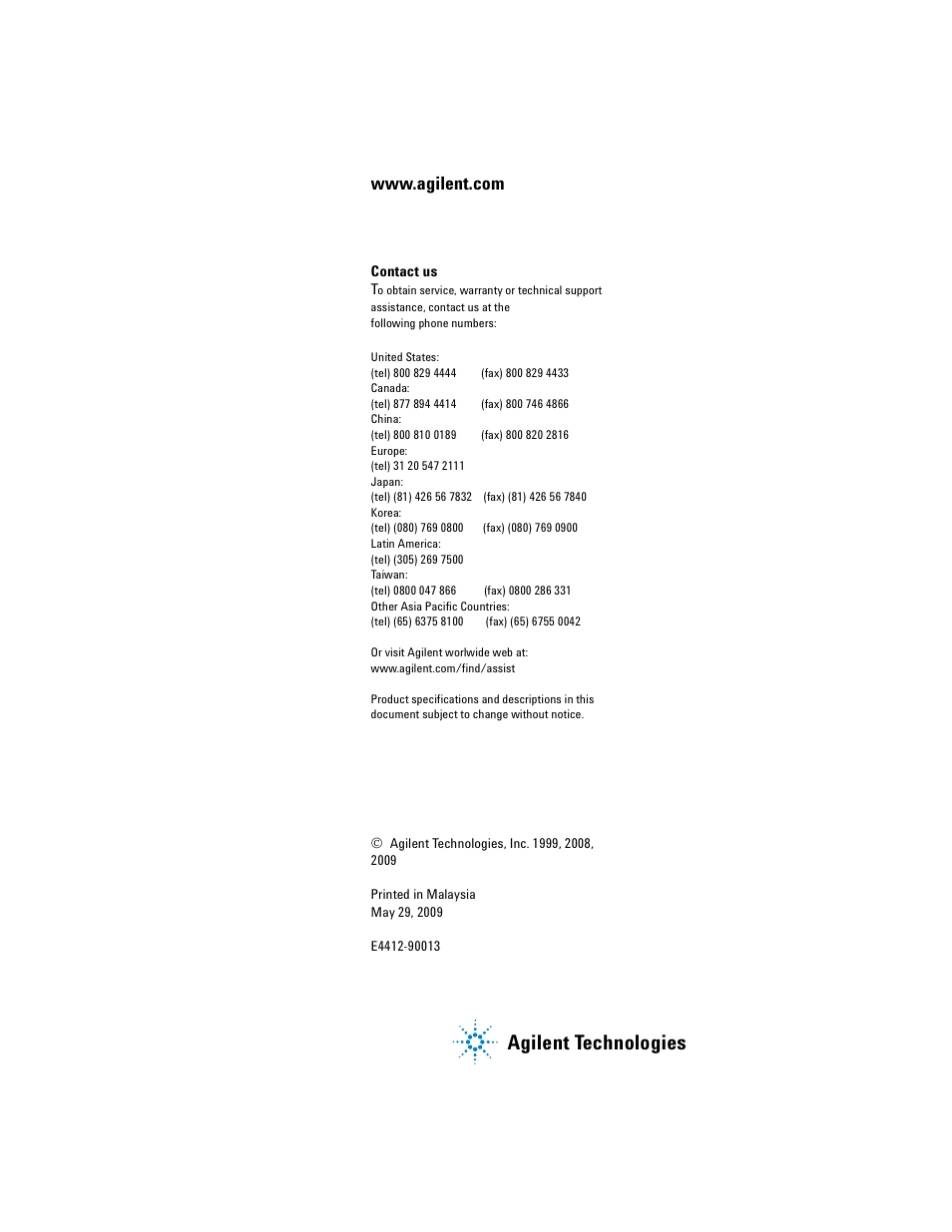 Agilent technologies | Atec Agilent-ECP-E26A User Manual | Page 47 / 47