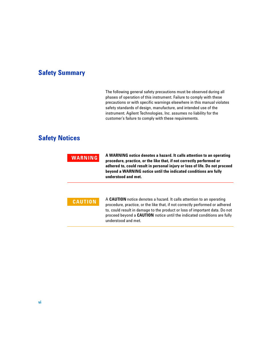 Safety summary, Safety notices | Atec Agilent-ECP-E26A User Manual | Page 6 / 47