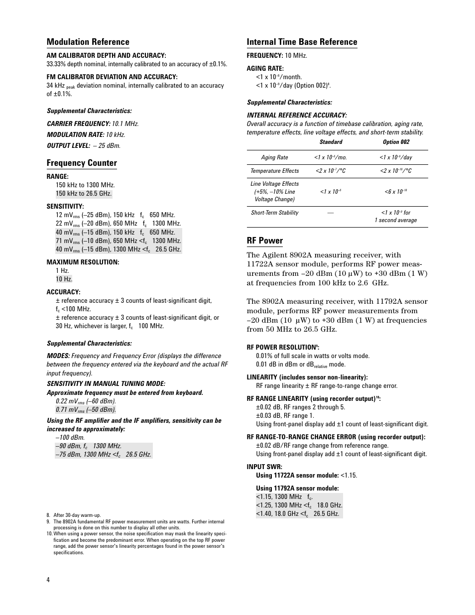 Modulation reference, Frequency counter, Internal time base reference | Rf power | Atec Agilent-8902A User Manual | Page 4 / 12