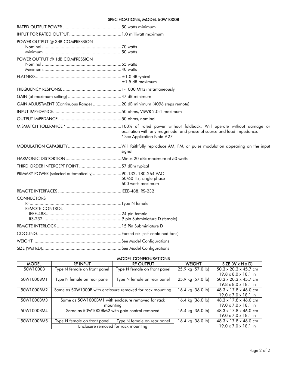 Atec Amplifier-Research-50W1000B User Manual | Page 2 / 2