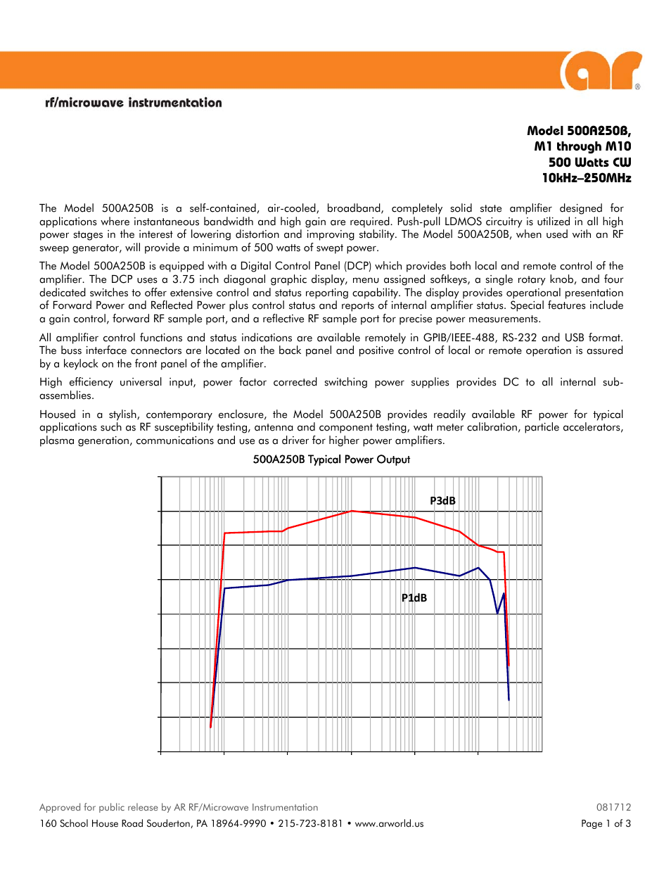 Atec Amplifier-Research-500A250B User Manual | 3 pages