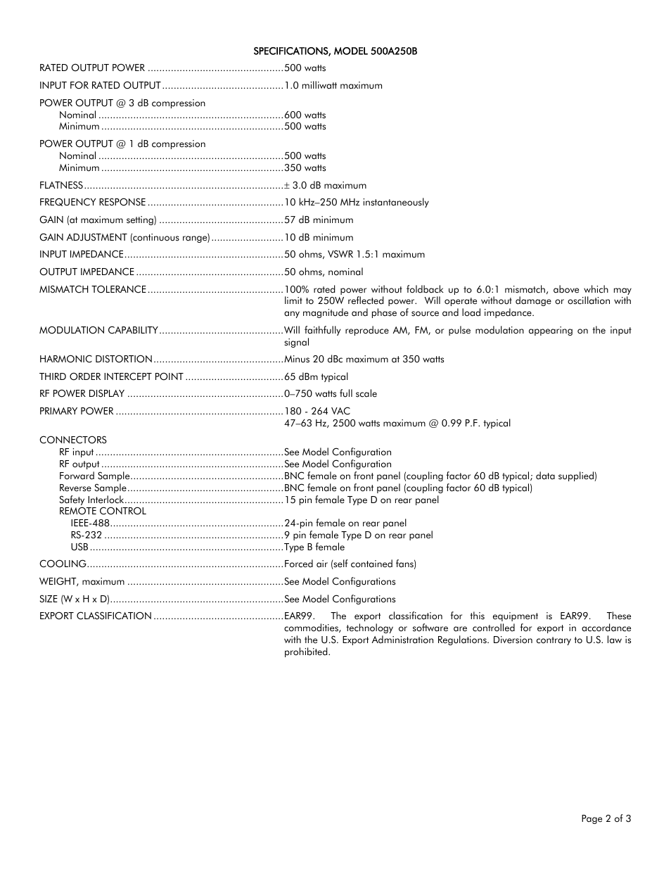 Atec Amplifier-Research-500A250B User Manual | Page 2 / 3