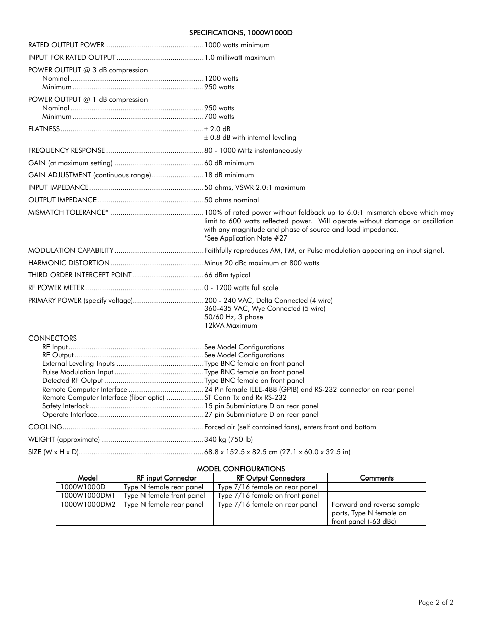 Atec Amplifier-Research-1000W1000D User Manual | Page 2 / 2