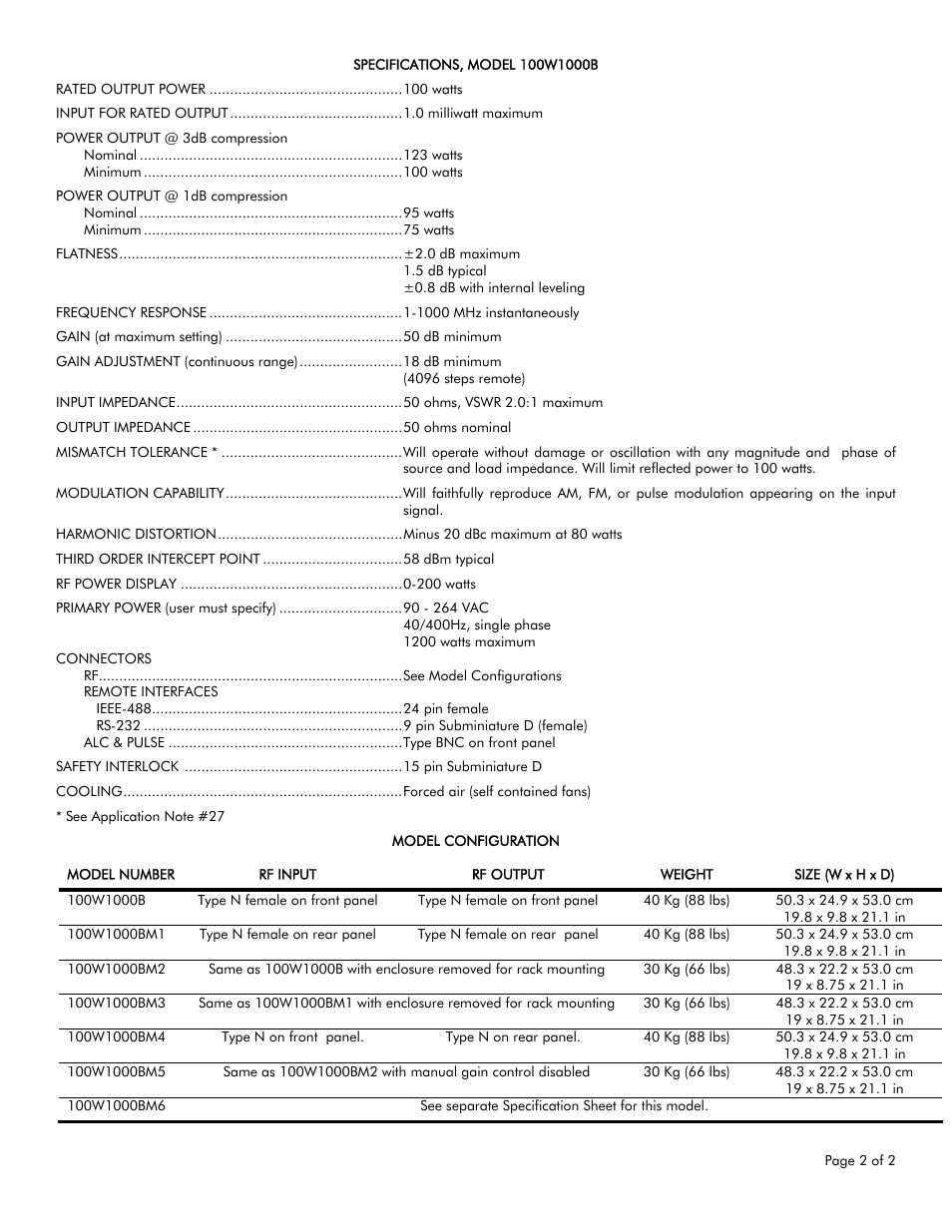 Atec Amplifier-Research-100W1000B User Manual | Page 2 / 2